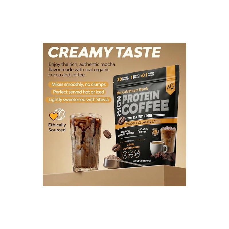MariGold Café con colágeno rico en proteínas - Latte de