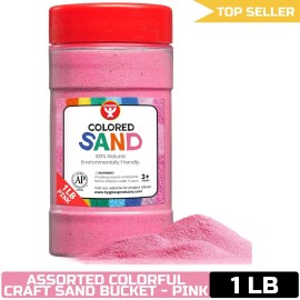 Hygloss Colored Play Sand - Assorted Colors Craft Art Bucket, Pink, 1 lb