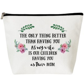 Warmalu Wife Gifts from Husband Cool Gifts for Wife Birthday Christmas Makeup Bag Mothers Day Gifts Wedding Gifts Valentines Day Gifts for Wife our Children Have You as Their Mom Makeup Bag