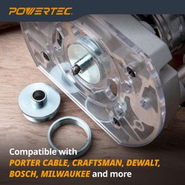POWERTEC Router Guide, Router Bushing Guide Set, Router Template Guide 10 Pcs w/Storage Case, Fits Porter Cable Style Router Sub Base Plate. Size 5/16" to 1" Router Inlay Kit for Woodworking (71051E)