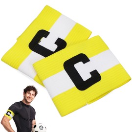 LIOOBO Captain C Arm Band: 2 Pack Football Captain Armbands, Elastic Soccer Captain Armband, Football Player Arm Bands Yellow