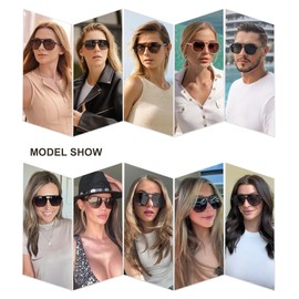 SOJOS Retro Trendy Aviator Polarized Sunglasses Men Women Vintage 70s Square Stylish Frame Sun Glasses SJ2283 Milky Dark Brown Grey Lens