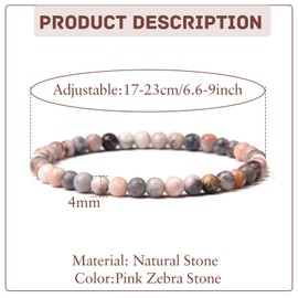 Uwiyo Genuine Natural Stone Bracelet for Women, 4 mm Elastic Bead Bracelet with Star Pendant, Gemstone Bracelet, Ball Bracelet for Women, Girls, for Birthday, Mother's Day, Christmas, One size, Stone