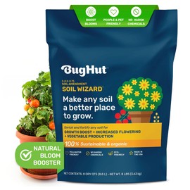 BugHut Soil Wizard Organic Soil Amendment – All Purpose Plant Food for Houseplants, Vegetables, Flowers, and Herbs - Chemical-Free Nutrient Source for Indoor & Outdoor Gardens - 8 lbs.