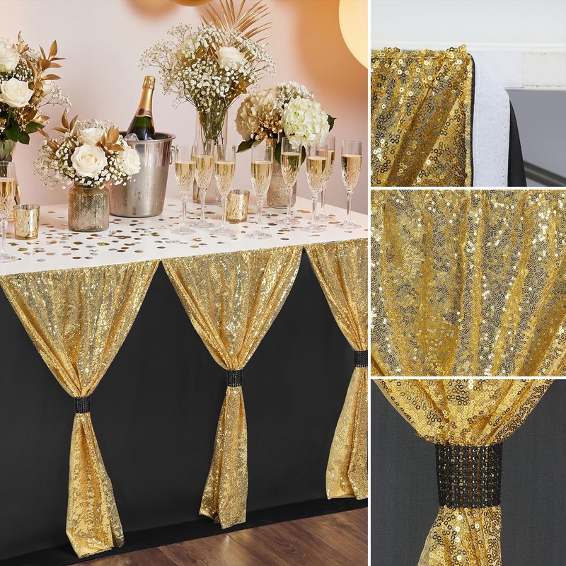 Moukeren 6 ft Gold Sequin Tutu Table Skirt Teacher Table