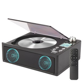 M-Amazup CD Player Portable, Desktop CD Players for Home with Rechargeable Battery, Dual Speakers, Support Opt/USB/TF Card/AUX/FM with Remote Control, LCD Display, 3.5mm Headphone Jack Black