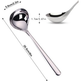 Comicfs 4 Pack Small Ladle Sauce Ladle SUS 304 Stainless Steel Small Serving Ladle Gravy Soup Spoon Ladle 8-Inch (Silver)