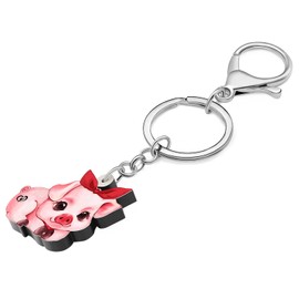 BAMAY Cute Pig Keychain Pink Piggy Gifts for Women Girls Novelty Charms Creative Acrylic Wallet Car Key Decor Keyring (Pink D)