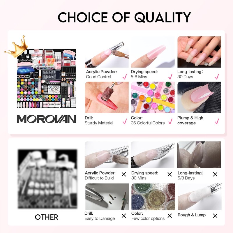 Morovan Acrylic Nail Kit with Everything: Beginners Professional Nail Kit