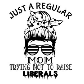 Just A Regular Mom Trying Not to Raise Liberals Decal by Check Custom Design - Multiple Sizes and Colors