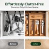 Carbonized Bamboo Kitchen Drawer Organizer, 8 Slots Silverware Organizer, Utensil