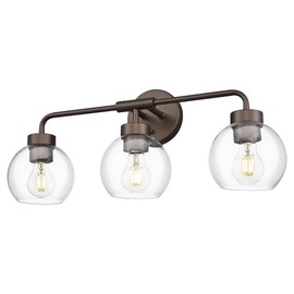 zeyu 23" Oil Rubbed Bronze Vanity Light Fixture, 3-Light Farmhouse Bathroom Wall Lights with Clear Glass Globe Shade, ZS62BG-3W ORB