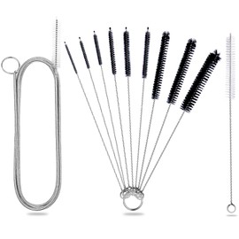 Cleaning Brushes, Pack of 11 Bottle Brush Long, Bottle Cleaning Brush, Straw Brush, Aquarium Hose Brush, Nylon Hose Brush Set for Test Tubes, Teapot Nozzle, Drinking Straws