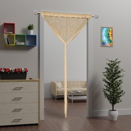 Atsweetlife 2 Pcs Lace Door String Curtain for Doorways，Bohemian Curtains Window Wall Closet Bedroom Kitchen Hippie Hanging Panels Boho Room Divider Girls Kids（Champange, 39×79in