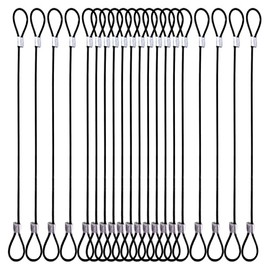 DSBGKJI 20 PCS 7.8"(20cm) Stainless Steel Wire Rope Lanyard Cable Tether Safety Strap, 2 Loops w/ Black Coating for Loss Prevention,Locking,Hanging Picture,Light,Objects