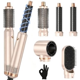 5 en 1 Cepillo Secador de Cabello Profesional, Multifuncional Secadora de Pelo, Rizadora Automático de Iones, Alisado, Volumen y Rizos, 3 Temperaturas