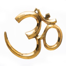 Tarini Gallery Brass Wall Door Hanging Spiritual Religious Pital Sculpture Indian Antique Statue Décor Auspicious Symbol for Home Entrance Temple Puja Decoration Festivals Diwali and Gifting (Om)