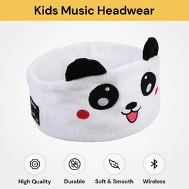 EZONEDEAL Kids Headband Headphones,Baby Headphones Earphone Wireless Sleep Music Eye Mask Musical Headwear Removable Speakers, Washable Headband, Volume Limiting, Tangle-Free Wires (WHITE)
