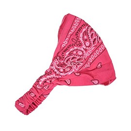Motique Accessories Hot Pink Wide and Stretchy T-shirt Fabric Bikers Bandana Fitness Wide Headwrap