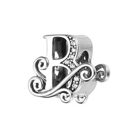PATIKIL 925 Sterling Silver Letter Charm, Alphabet B Letters Bead Charm Initial Letter Pendants for Bracelets Necklace DIY Jewelry Gift, Silver Tone