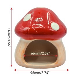 Mairuker Ceramic Fish Tank Decor, Cute Mushroom House Aquarium Decorations, Betta Tank Accessory Ornament for Small Fish Goldfish Shrimp (Red)