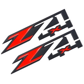 Aimoll 2pcs Z71 4x4 Emblems for GMC Chevy Silverado Sierra Tahoe Suburban New 1500 2500 3500 Decal (Black Red)