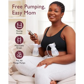 Momcozy Pumping Bra Hands Free 2 Pack Comfortable All Day Wear Pumping and Nursing Bra in One Holding Breast Pump for Spectra, Lansinoh, Medela