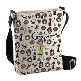 PLITI Coraline Gift Coraline The Secret Door Thriller Movie Inspired Gift Ghost Mother Gift Coraline Est 2009 Crossbody Bag (Corali 2009 Cbag)