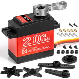 Miuzei 20KG RC Servo Motor High Torque Metal Gear Digital Servo Waterproof Steering for 1/8, 1/10 R/C Model DIY Car Robot, Control Angle 180° (1)