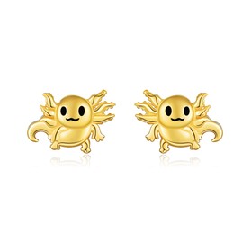 ELFRONT Axolotl Earrings 14k Soild Gold Axolotl Studs Axolotl Jewelry Gifts for Women