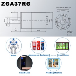 Greartisan DC 12V 100RPM Gear Motor High Torque Electric Micro Speed Reduction Geared Motor Centric Output Shaft 37mm Diameter Gearbox