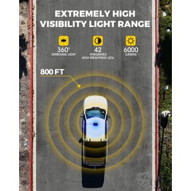 Xprite Blue Rooftop Emergency Strobe Light Bar, Beacon Safety Flashing Police Lights w/Control Panel Magnetic Base for Police Law Enforcement POV Vehicles Trucks