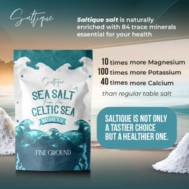 Saltique Celtic Salt Fine Ground Organic From the Celtic Sea - Celtic Organic Salt Packed with 82 Minerals Helping You Stay Hydrated, Improve Electrolyte Balance, and Experience Optimal Muscle and Nerve Function - Doctor Recommended (1lb)