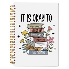 WNAGT Floral Bookish Mental Health Spiral Notebook 5.5x8.3, Mental Health Journal for Women, It's Okay to Inspirational Notebooks for Note Taking, Therapy Counselor Office Must Haves