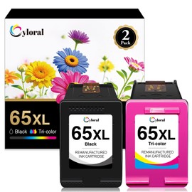 Cyloral 65XL Ink Cartridge for HP Ink 65 XL DeskJet 2600 3700 3755 3720 3722 3723 3752 3758 3772 2652 2655 Envy 5055 5052 5058 Printer Remanufactured High Yield Combo Pack (1 Black 1 Color)