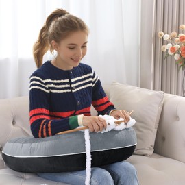 HOMBYS Crochet Pillow for Lap Support,Gaming Pillow for Lap,Lap Pillow for Reading & Crocheting,Soft Lap Desk Pillow,Reading Pillow,Crochet Pillow for Lap Support,Arm Pillows for Adults,Black/Grey