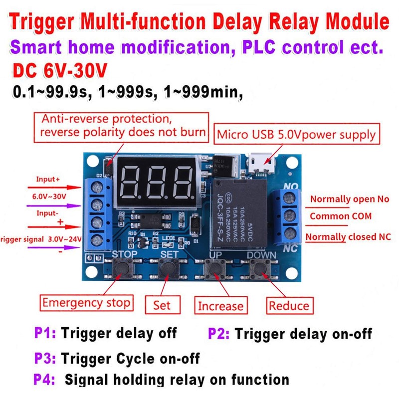 Ouitble Delay Timer Module, DC 6V to 30V Timer Switching