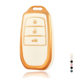 OFF WE GO Car Key Case Key Cover for Toyota Hilux Fortuner Highlander Land Cruiser Charm RAV4 Camry Prado Innova Yaris Key Cover Key Box Key Protection Casing White Gold