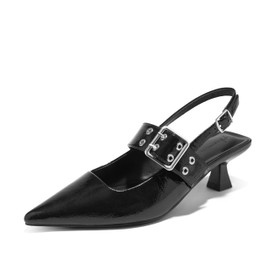 Arromic Kitten Heels for Women Pointed Toe Pumps Mary Jane Low Heel Slingback Heels Punk Style Fashion Shoes for Dating Party Working Dressy Black