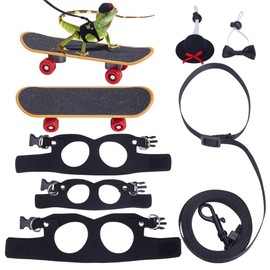 OLYCRAFT Black Bearded Dragon Lizard Leash Harness Set with Bowknot Collar Hat Collar Scooter 3 Size Lizard Harness Leash Adjustable Small Animal Harness for Bearded Dragon Lizard Reptile Small Pet