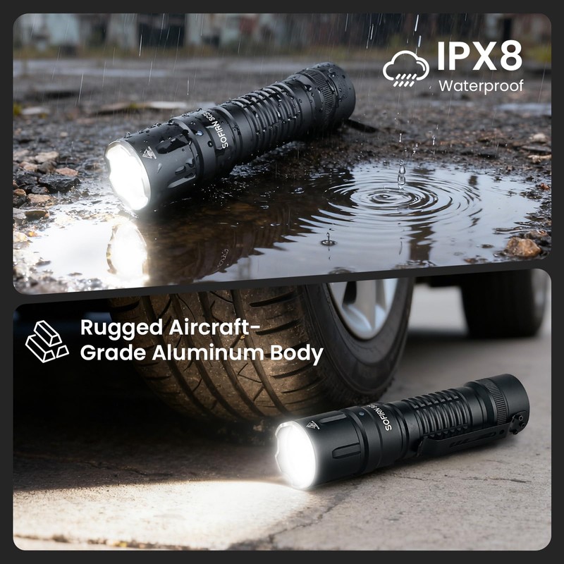 sofirn SC33 Tactical Flashlight with Holster, 5200LM Super Bright USB-C