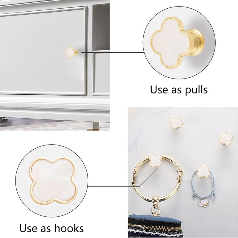 Xinghonyac 8 Pcs Clover Four-Leaf Cabinet Knobs, Cabinet Drawer Pulls