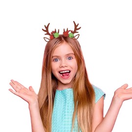 Outyua Christmas Headbands Reindeer Antlers Headband Antler Headwear Christmas Deer Antlers Headband for Women Holiday,New Year (Brown)