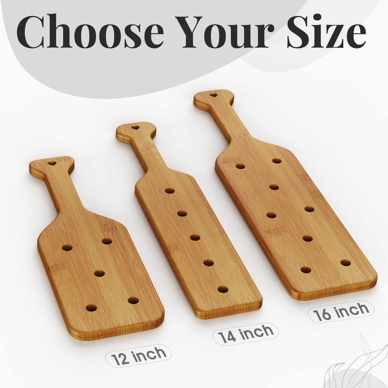 FameFame 14Inch Bamboo Paddle with Holes, Solid Wood Paddle with