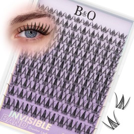 B&Q Snow Lotus Lash Clusters Invisible Band False Eyelashes Clusters Natural Cluster Eyelash Extensions Comfortable Individual Lashes Extension DIY Soft Eyelash Clusters （Snow Lotus-MIX8-18mm）