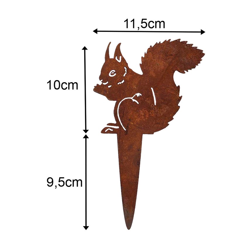 Flower Bed Stakes, Rust Decoration, Squirrel, Set of 2, Garden