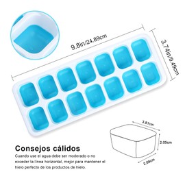 4 Pcs Ice Cube Bandejas para cubitos de hielo, CoWalkers moldes para cubitos de hielo, bandejas de hielo de fácil liberación, sin BPA, no tóxicos y seguros, apilables y duraderos (Azul)