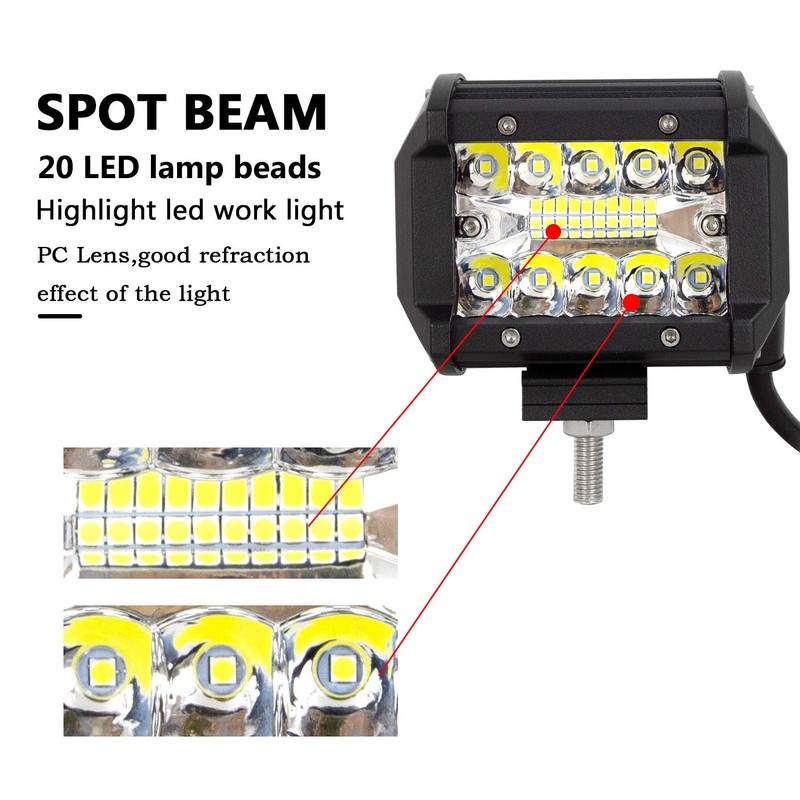 PICAA LED Work Light 2 x 4 Inch 60 W