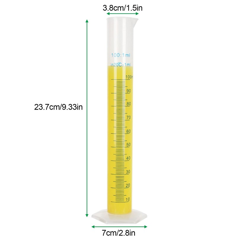 LOLYSIC 10 Pack 100ml Plastic Measuring Cylinders Durable Laboratory Test