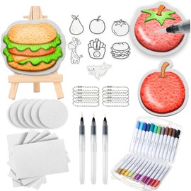 DASKING - Kit De Pintura De Textura De Espuma Mágica 55PCS, Pintura de Textura de Espuma 3D, Imágenes Mágicas de Esponja, Papel de Dibujo en Blanco